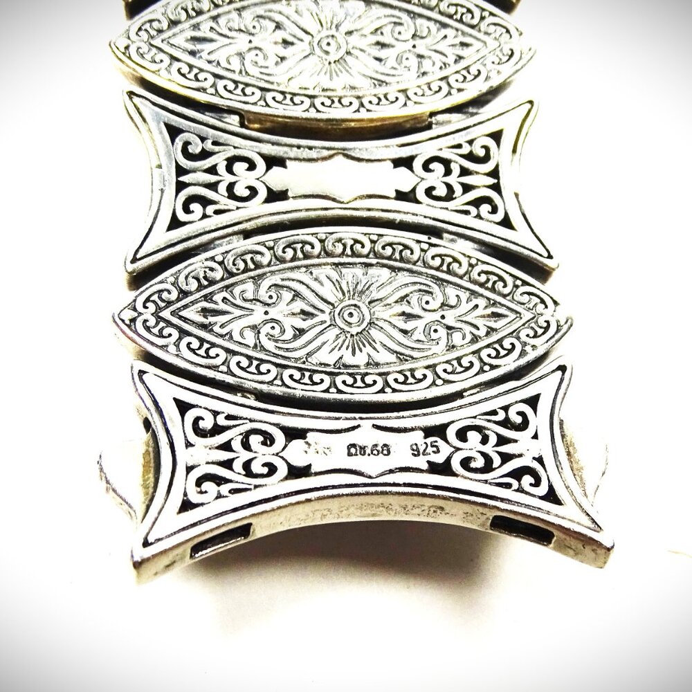 KONSTANTINO Sterling Silver Faceted Prasiolite Wide Link Bracelet 121 Grams - Picture 10 of 13